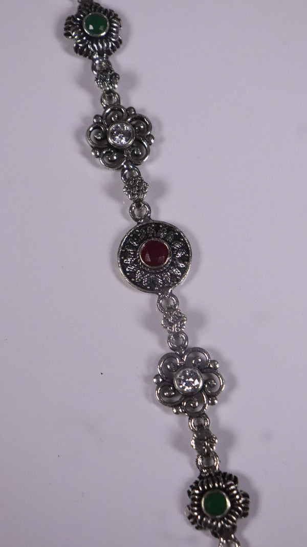 (Pair) Rangrez Silver Oxidised Anklet