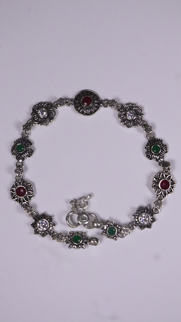 (Pair) Rangrez Silver Oxidised Anklet