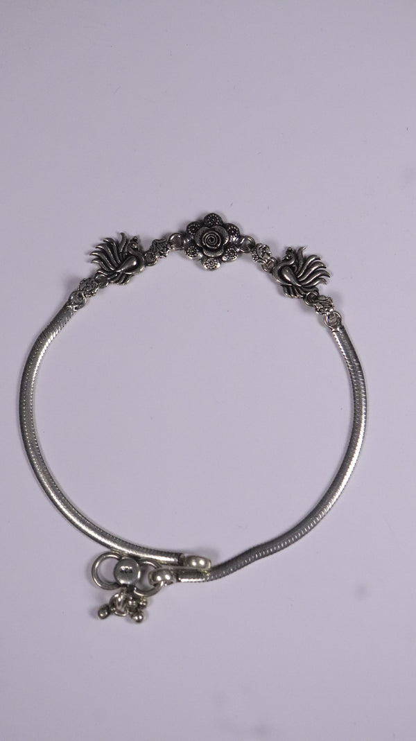(Pair) Hansika Oxidised Silver Anklet