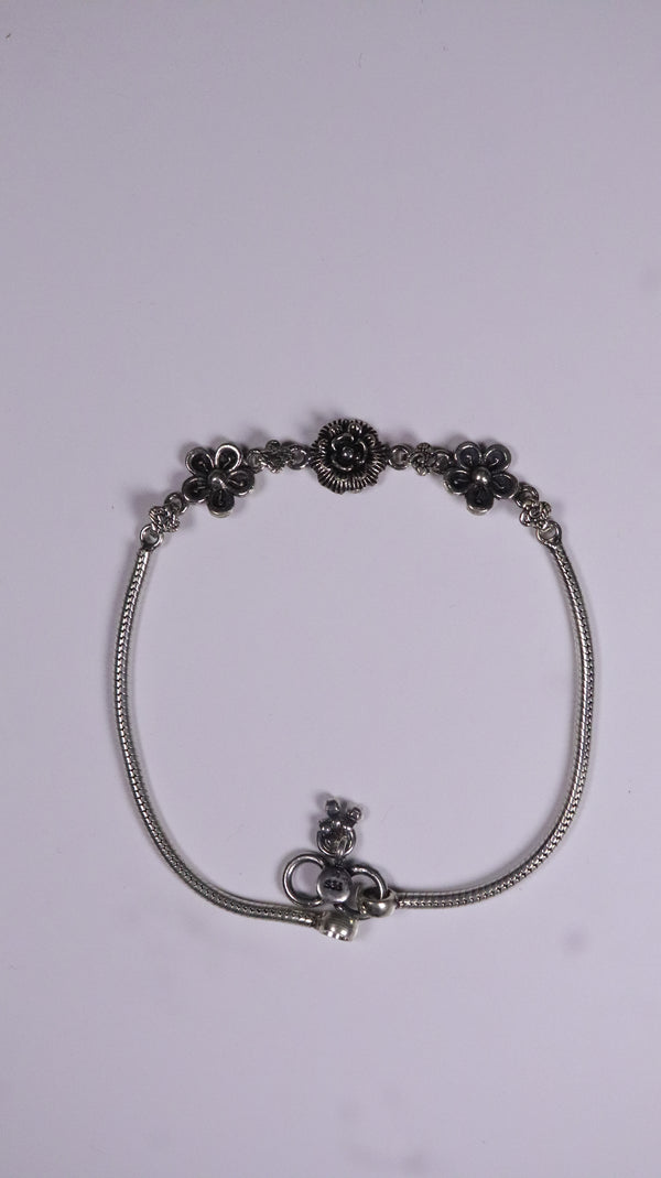 (Pair) Pushpavati Oxidised Silver Anklet