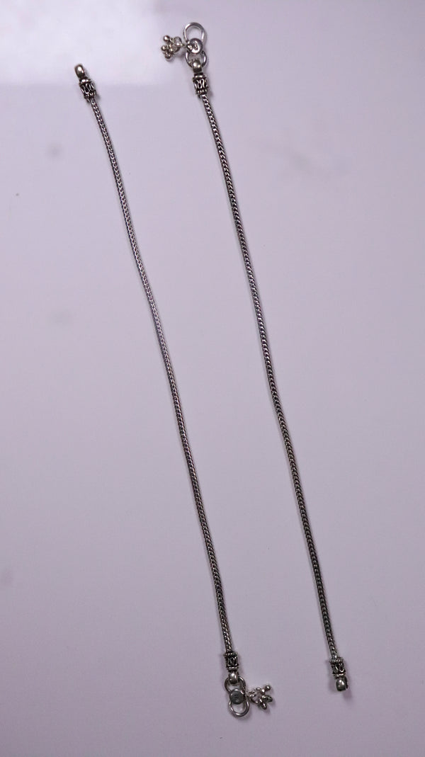(Pair) Arka Oxidised Silver Anklet