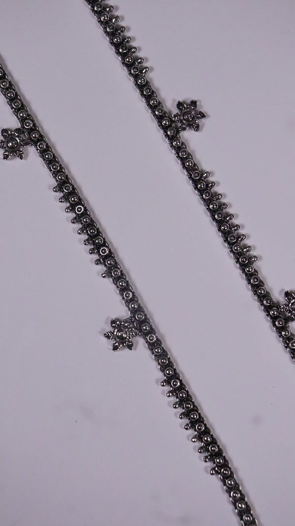 (Pair) Saanjh Silver Oxidised Anklet