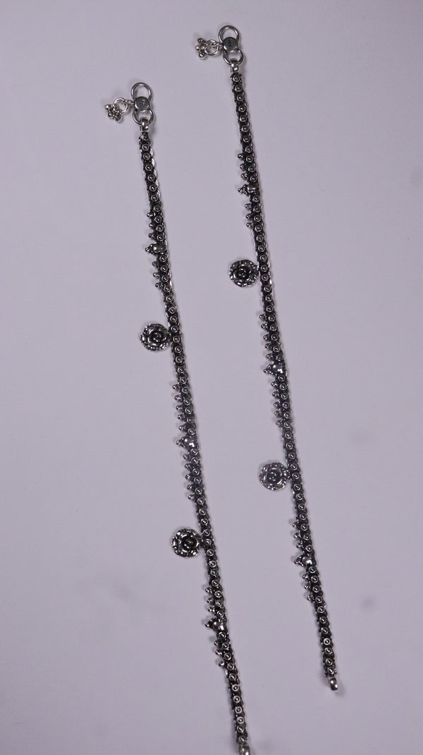 (Pair) Gulika Silver Oxidised Anklet