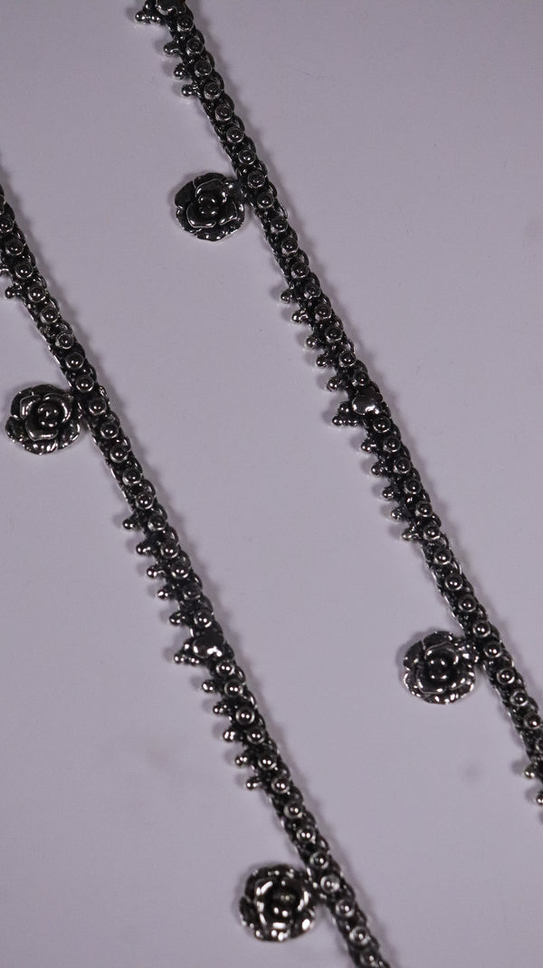 (Pair) Gulika Silver Oxidised Anklet