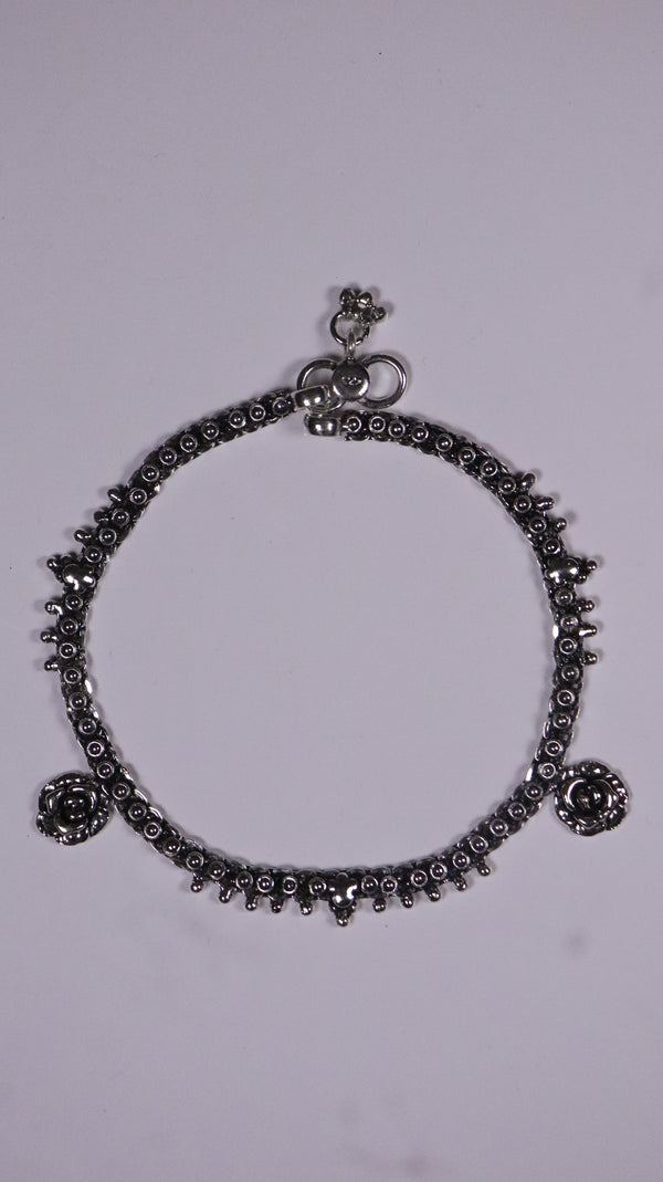 (Pair) Gulika Silver Oxidised Anklet