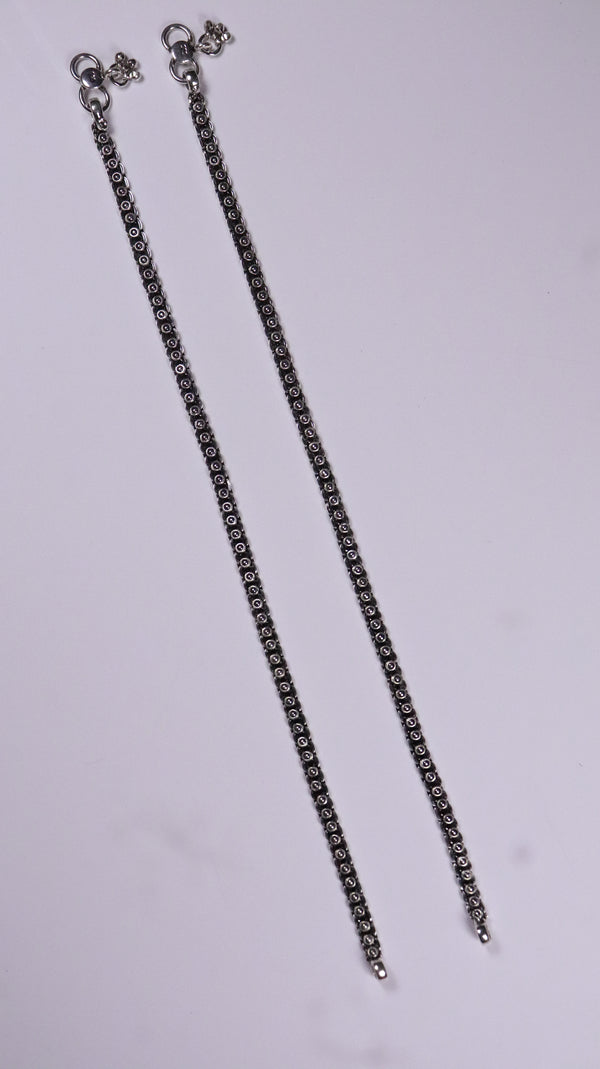 (Pair) Anant Silver Oxidised Anklet