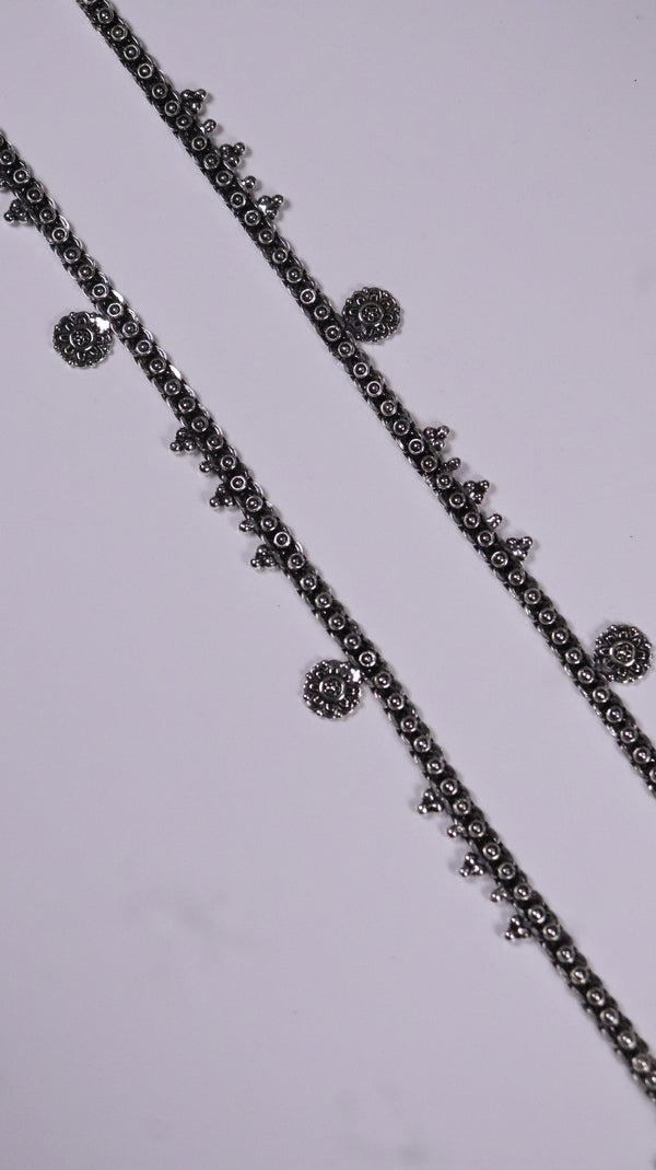 (Pair) Varnika Silver Oxidised Anklet