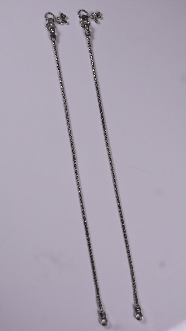 (Pair) Veer Silver Oxidised Ankle