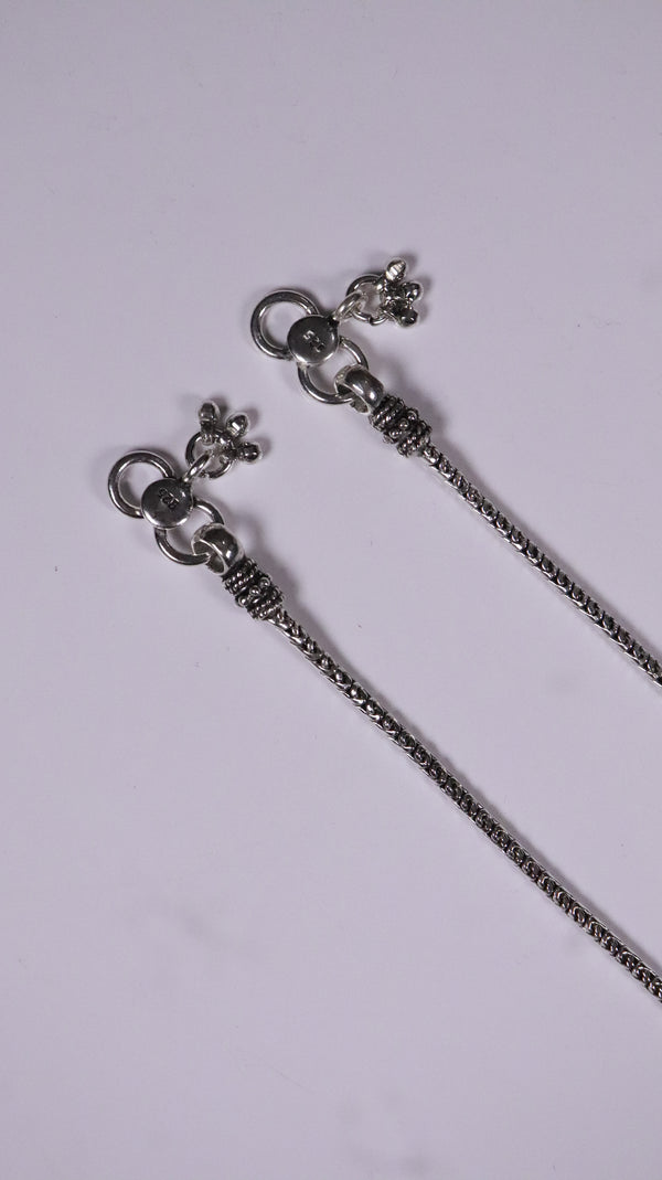 (Pair) Tara Ghunghru Silver Oxidised Anklet