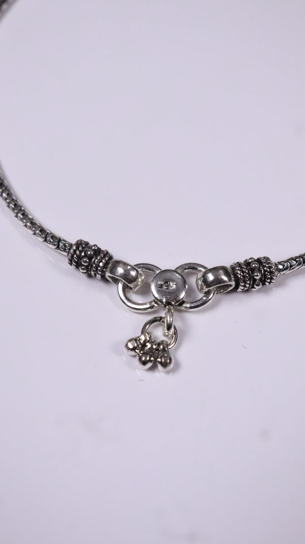 (Pair) Tara Ghunghru Silver Oxidised Anklet