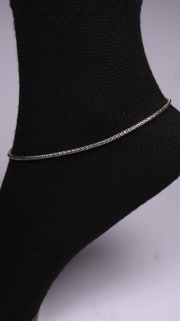 (Pair) Tara Ghunghru Silver Oxidised Anklet