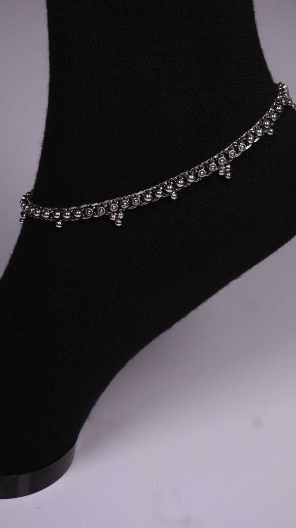 (Pair) Reet Silver Oxidised Anklet