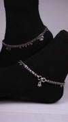 (Pair) Saaz Silver Oxidised Anklet