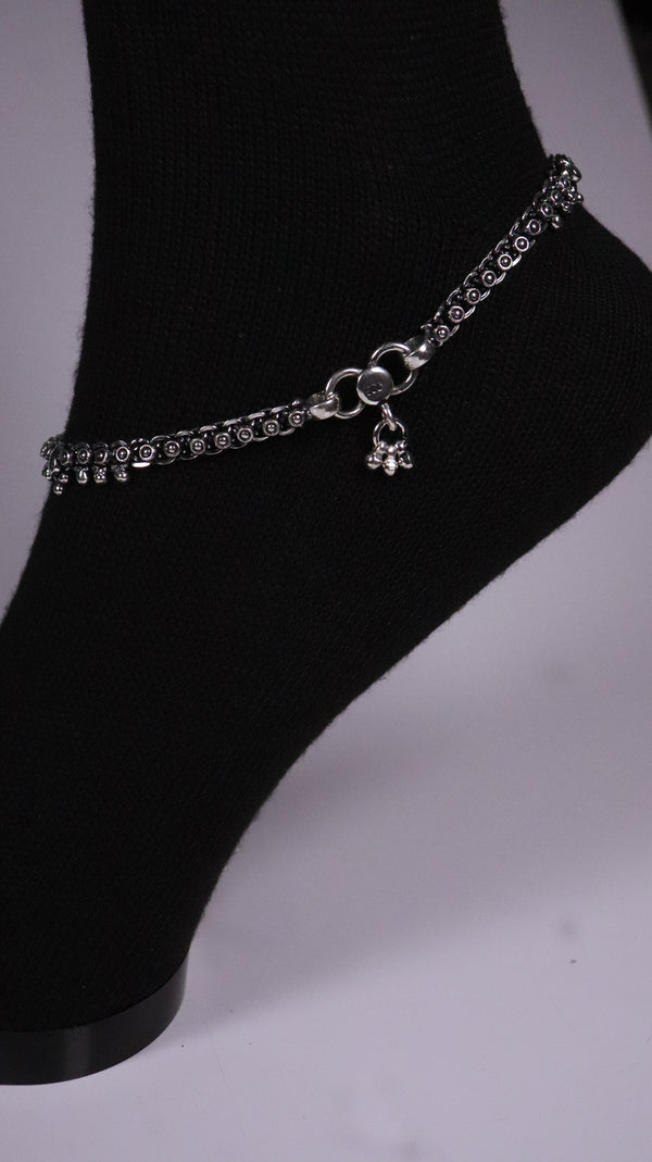 (Pair) Gulika Silver Oxidised Anklet