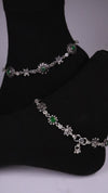 (Pair) Vanika Silver Oxidised Anklet