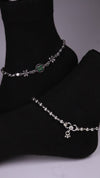 (Pair) Meher Silver Oxidised Anklet