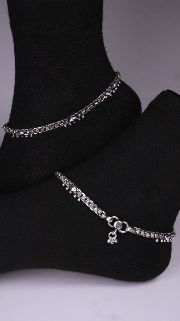 (Pair) Nupura Silver Oxidised Anklet