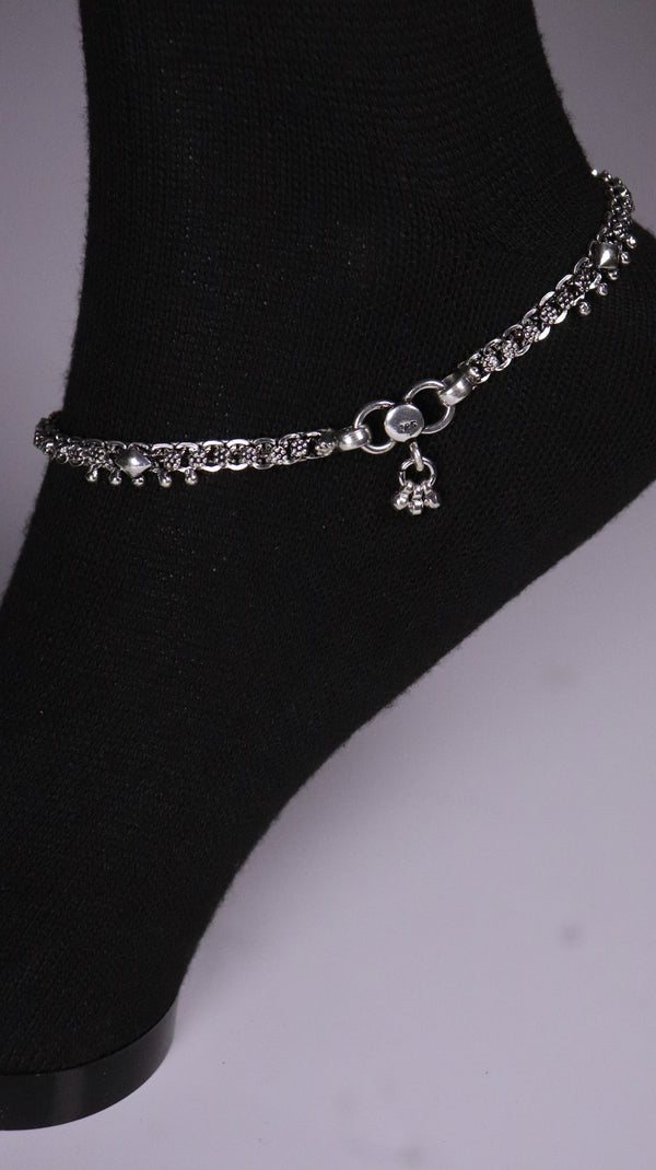 (Pair) Nupura Silver Oxidised Anklet