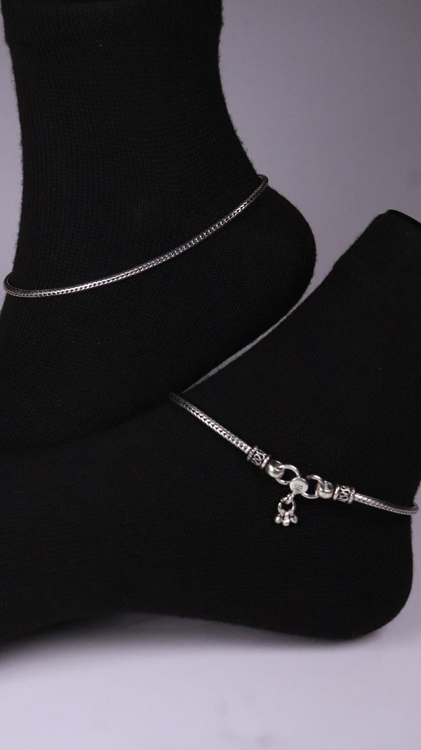 (Pair) Arka Oxidised Silver Anklet