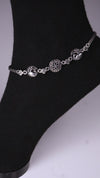 (Pair) Ashvattha Oxidised Silver Anklet
