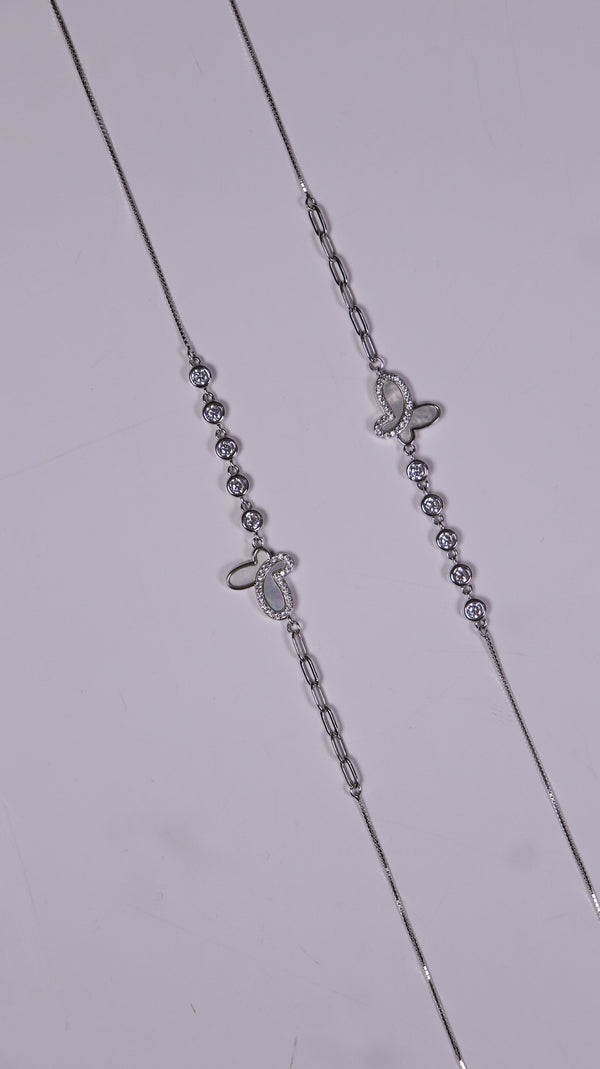 (Pair) Forever Bloom Anklets - Silver