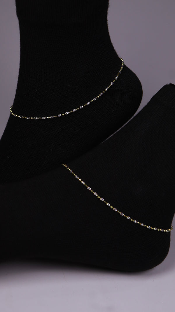 (Pair) Golden Rhythm Silver Anklets