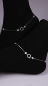 (Pair) Pink Clover Silver Anklet - Silver