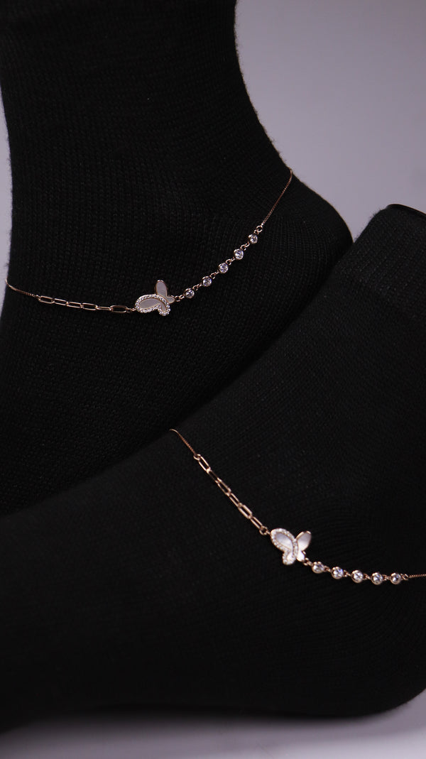 (Pair) Forever Bloom Anklets - Rose gold