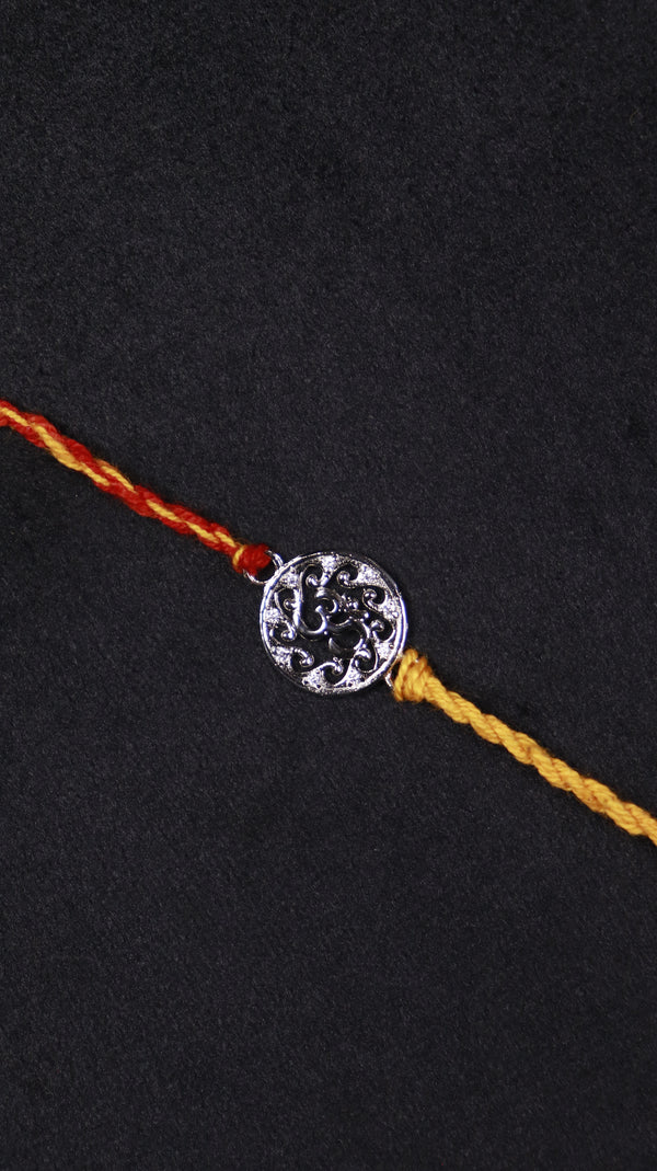 Om Aura Silver Rakhi