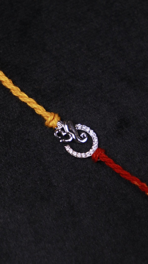 Om & Ganesha Grace Silver Rakhi