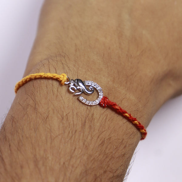Om & Ganesha Grace Silver Rakhi