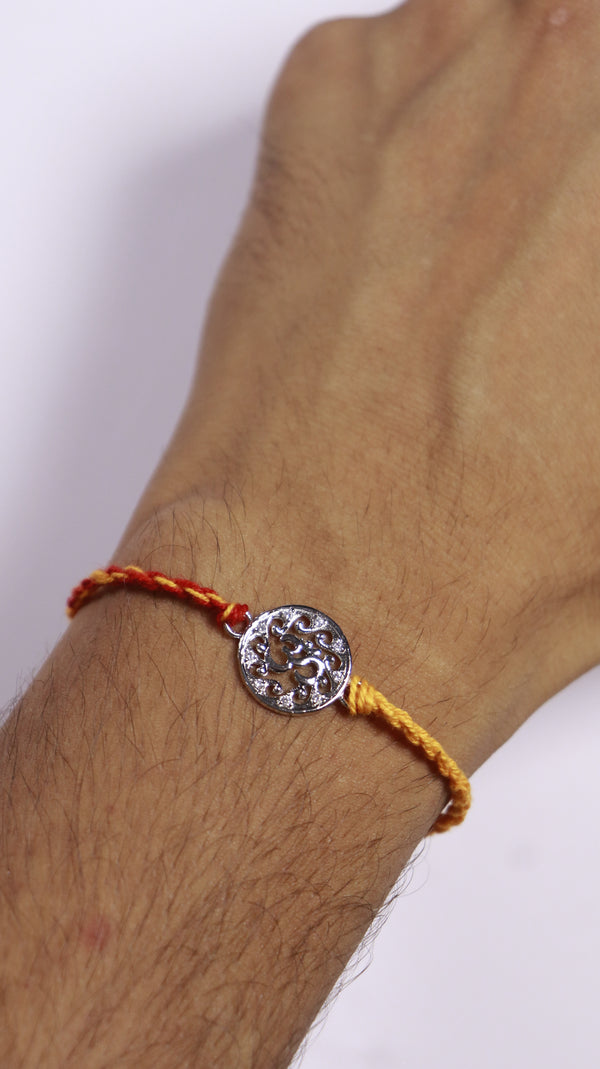 Om Aura Silver Rakhi